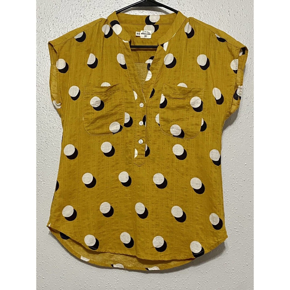 Bridge & Burn Mustard Yellow Dot Print Women's Sleeveless Top Size XS